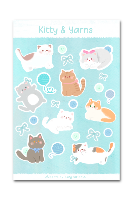 Kitty & Yarns Sticker Sheet