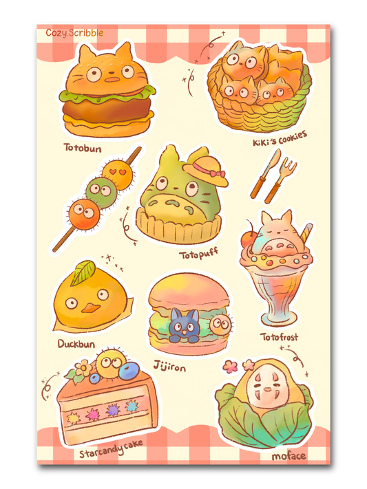 Anime Food Sticker Sheet