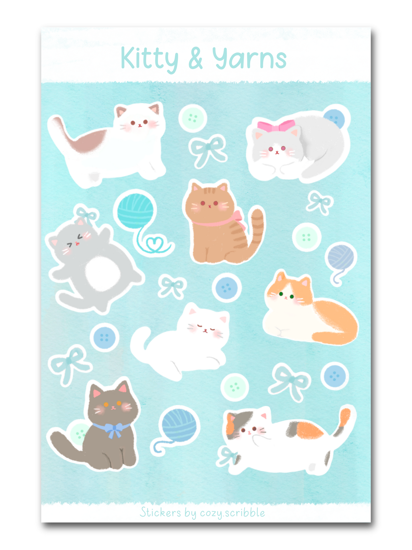 Kitty & Yarns Sticker Sheet