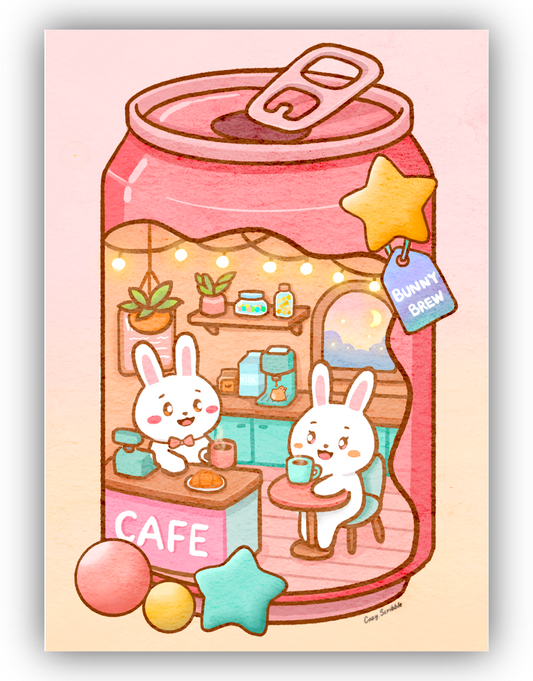 Bunny Cafe in a Can (5 x 7)