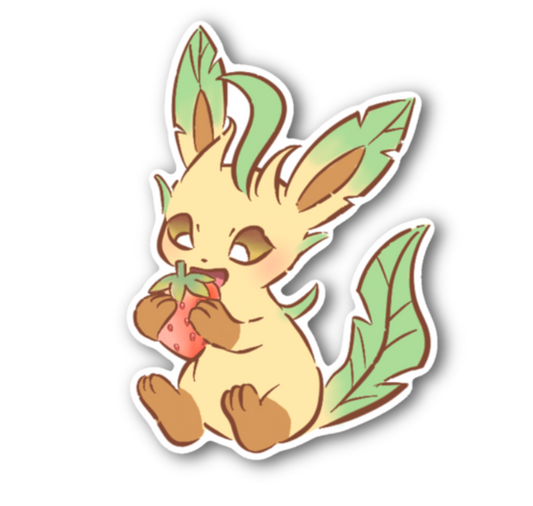 Strawberry Leaf Fox Sticker