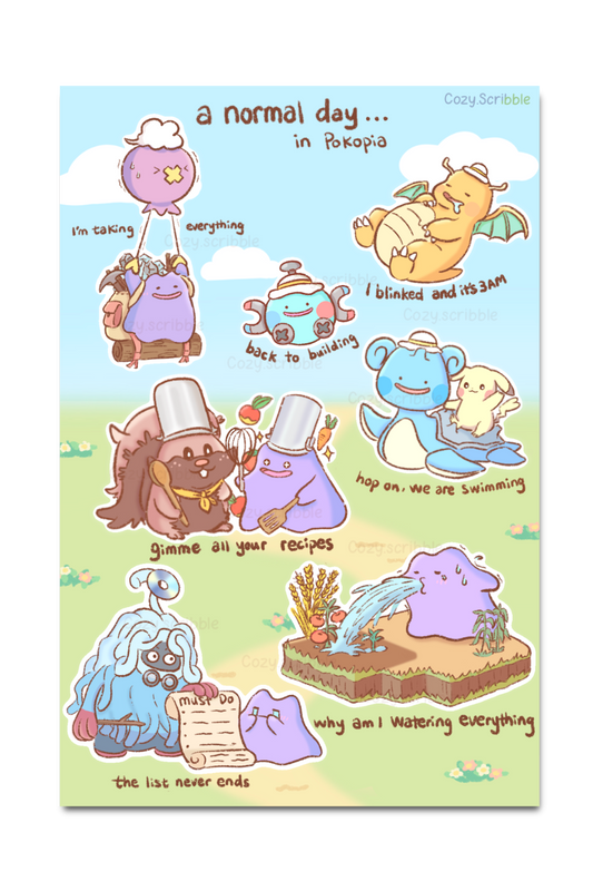 A Normal Day in Cozy Game Sticker Sheet
