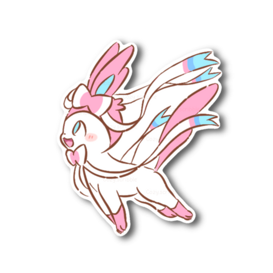 Ribbon Fox Cheerful Sticker
